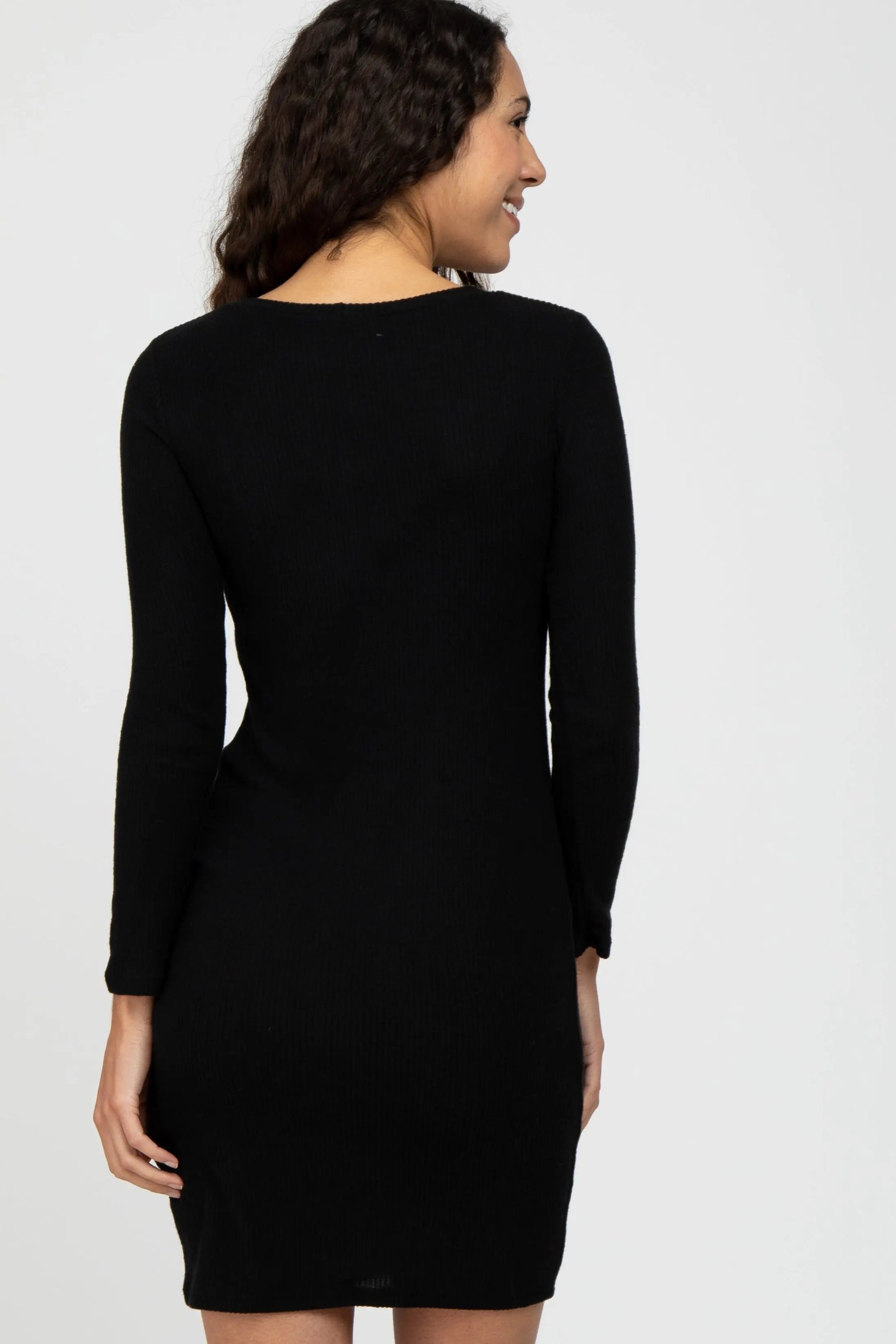 PinkBlush Black Knit Long Sleeve Dress - 