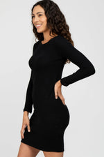 PinkBlush Black Knit Long Sleeve Dress - 