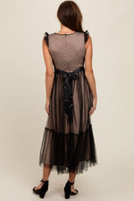 Image of adult Black Lace Contrast Tulle Maxi Dress, not an organic baby product.