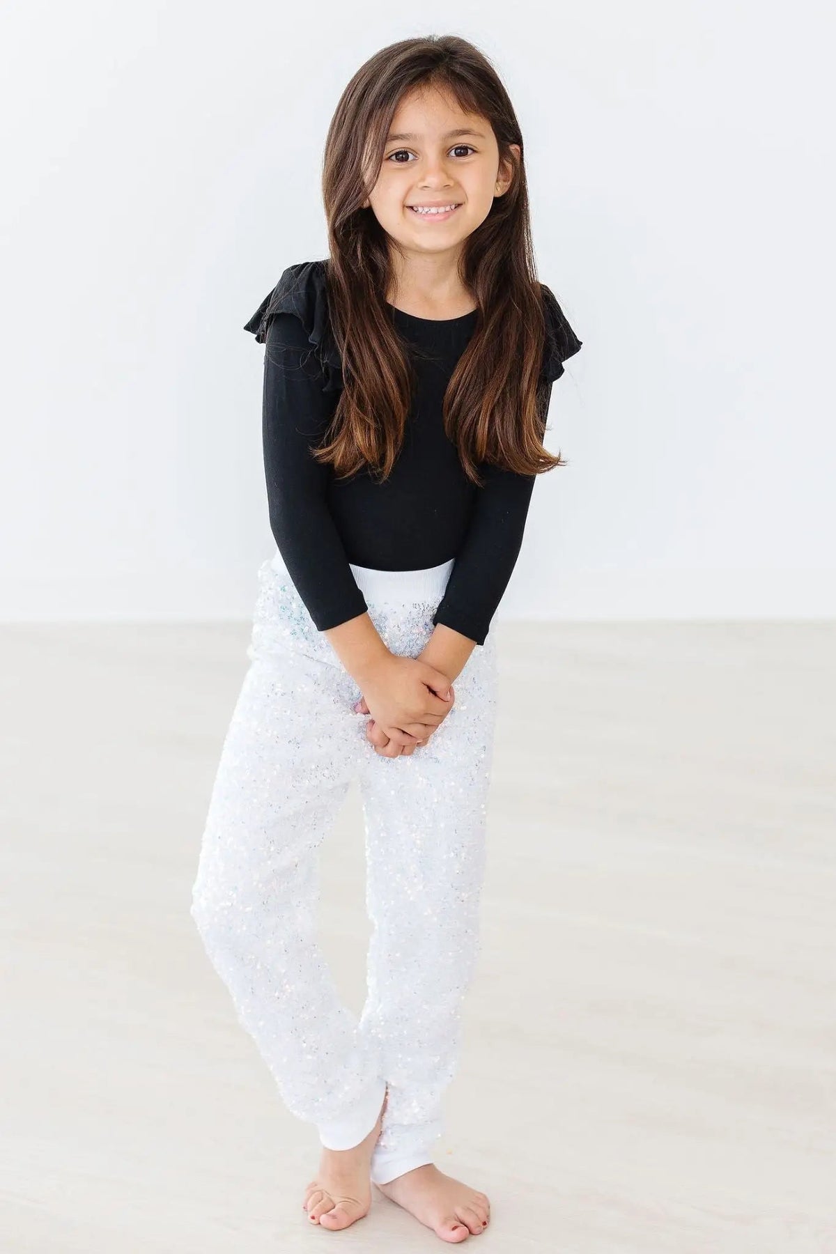 Mila & Rose ® Black L/S Flutter Sleeve Leotard - 