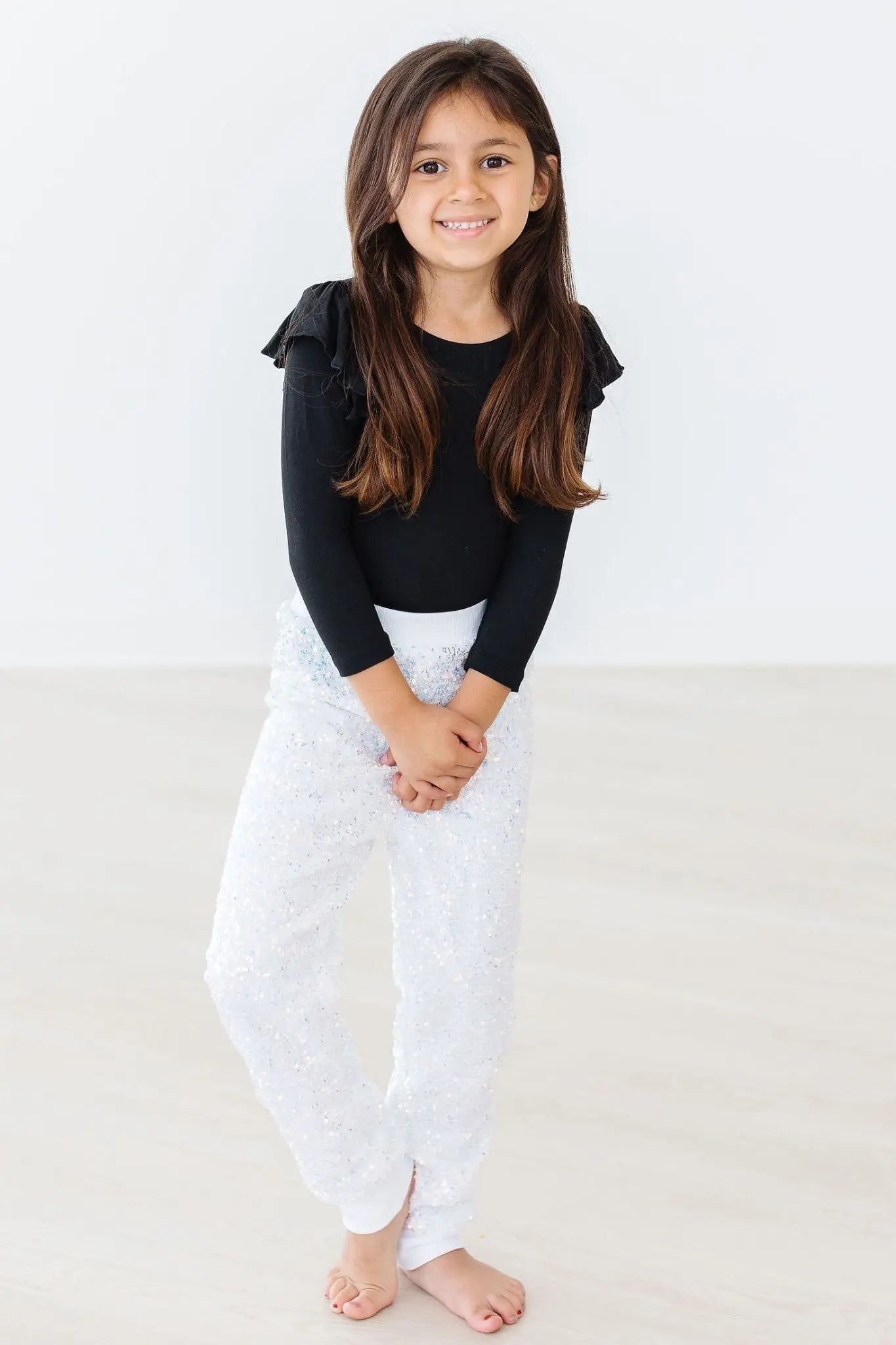 Mila & Rose ® Black L/S Flutter Sleeve Leotard - 