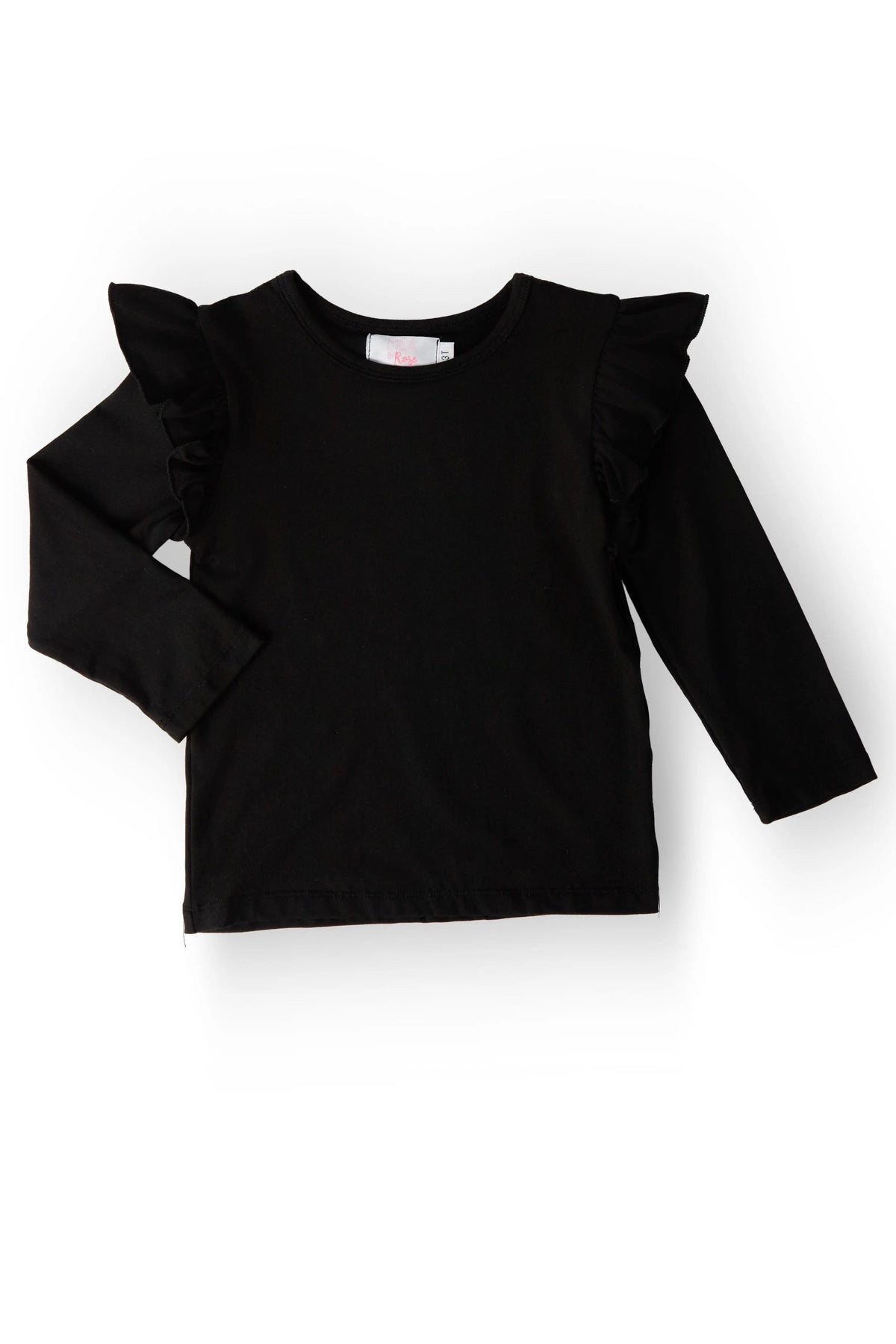 Black L/S Ruffle Tee - Sleeve, Baby & Toddler Clothing, Long-sleeved T-shirt, Top | Everetts Place