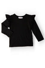 Black L/S Ruffle Tee - Sleeve, Baby & Toddler Clothing, Long-sleeved T-shirt, Top | Everetts Place