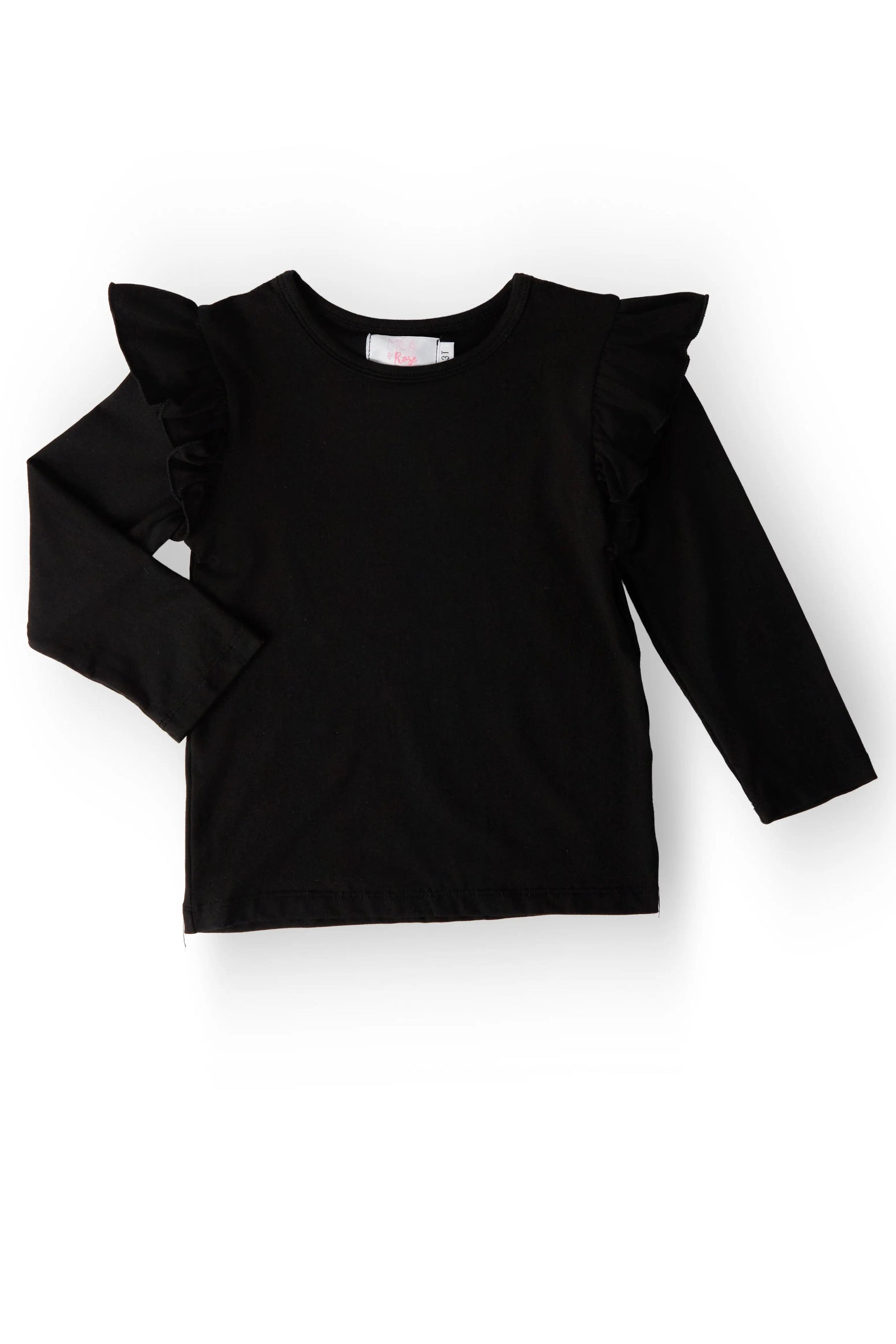 Black L/S Ruffle Tee - Sleeve, Baby & Toddler Clothing, Long-sleeved T-shirt, Top | Everetts Place