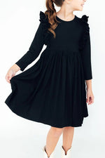 Mila & Rose ® Black L/S Ruffle Twirl Dress - 