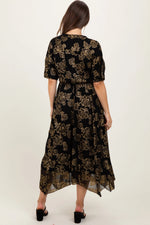 PinkBlush Black Metallic Floral Jacquard Overlay Maternity Maxi Dress - 