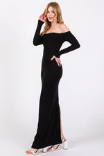PinkBlush Black Off Shoulder Long Sleeve Maxi Dress - 
