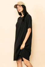 PinkBlush Black Oversized Round Neck T-Shirt Dress - 