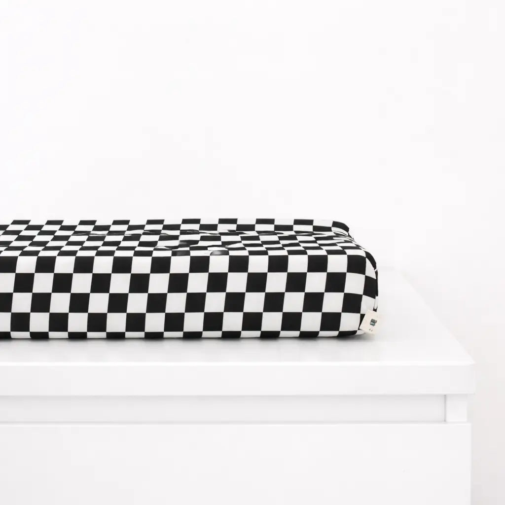 Little Mae & Co Black Race Checkered Changing Pad Cover - 