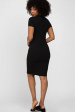 PinkBlush Black Ribbed Fitted Dress - 