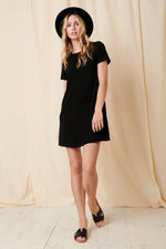 PinkBlush Black Ribbed Knit Basic Short Sleeve T-Shirt DressEveretts Place