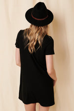 PinkBlush Black Ribbed Knit Basic Short Sleeve T-Shirt DressEveretts Place