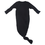 Three Little Tots Black Ribbed Knotted Baby Gown - 