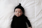 Three Little Tots Black Ribbed Knotted Baby Gown - 