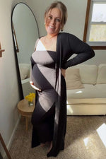 PinkBlush Black Ribbed Sleeveless Dress Cardigan Maternity Set - 