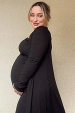 PinkBlush Black Ribbed Sleeveless Dress Cardigan Maternity Set - 