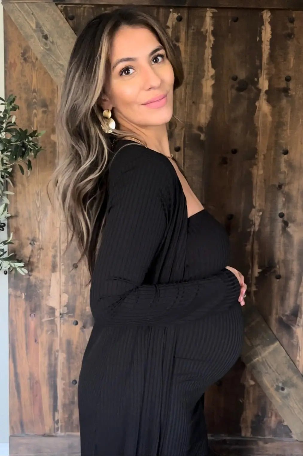 PinkBlush Black Ribbed Sleeveless Dress Cardigan Maternity Set - 