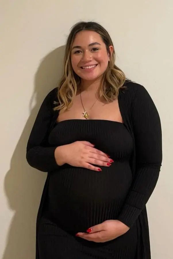 PinkBlush Black Ribbed Sleeveless Dress Cardigan Maternity Set - 