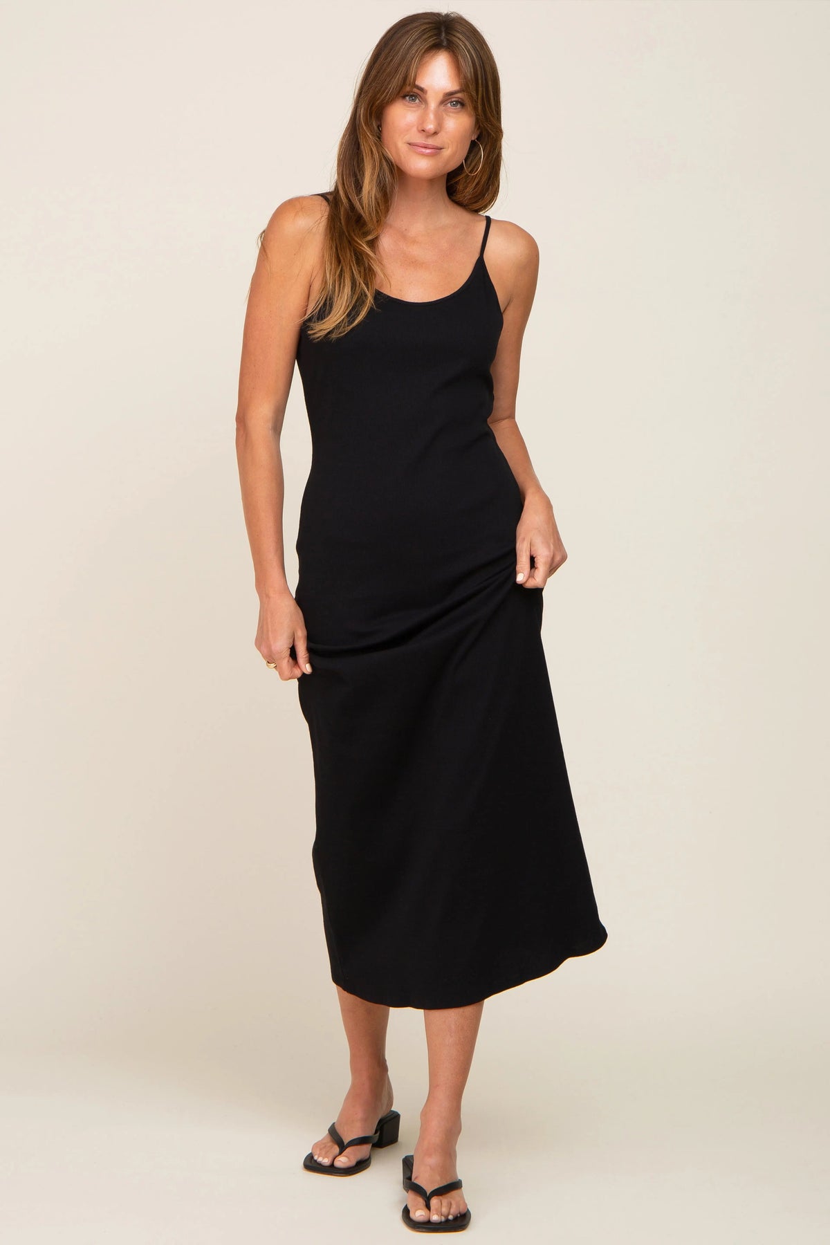 Black Ribbed Sleeveless Maxi Dress - Shoulder, Neck, Day Dress, One-piece garment, Waist | Everetts Place