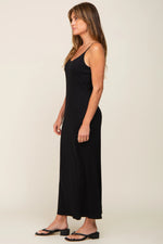 PinkBlush Black Ribbed Sleeveless Maxi Dress - 