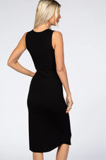 PinkBlush Black Ribbed Sleeveless Midi Dress - 