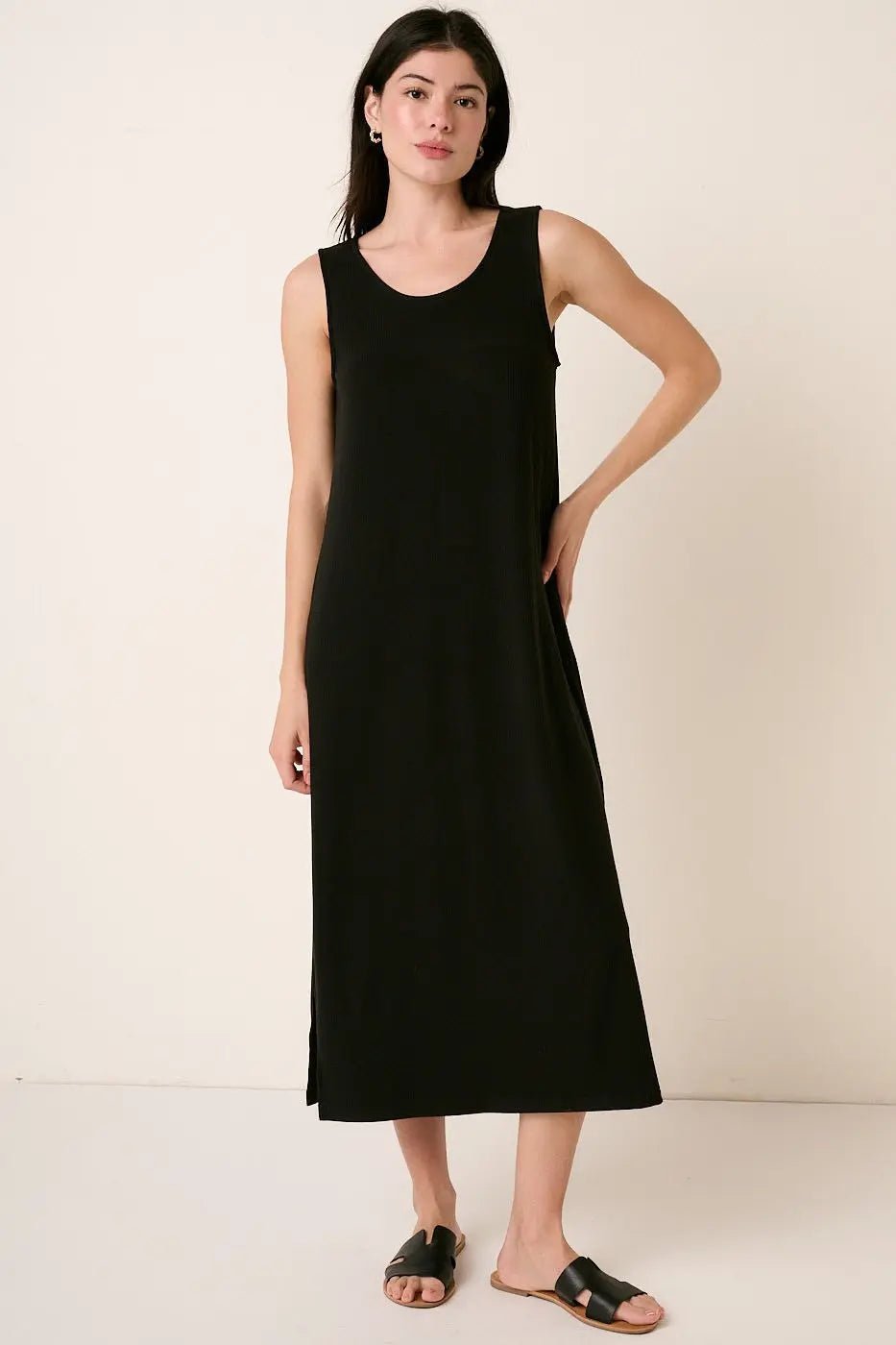 Black Ribbed Sleeveless Midi Dress - Fashion, One-piece garment, Day Dress, Dress, Waist | Everetts Place