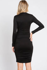 PinkBlush Black Ruched Fitted Dress - 