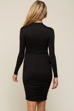 PinkBlush Black Ruched Maternity Fitted Dress - 