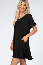 PinkBlush Black Ruffle Sleeve Swing Dress - 