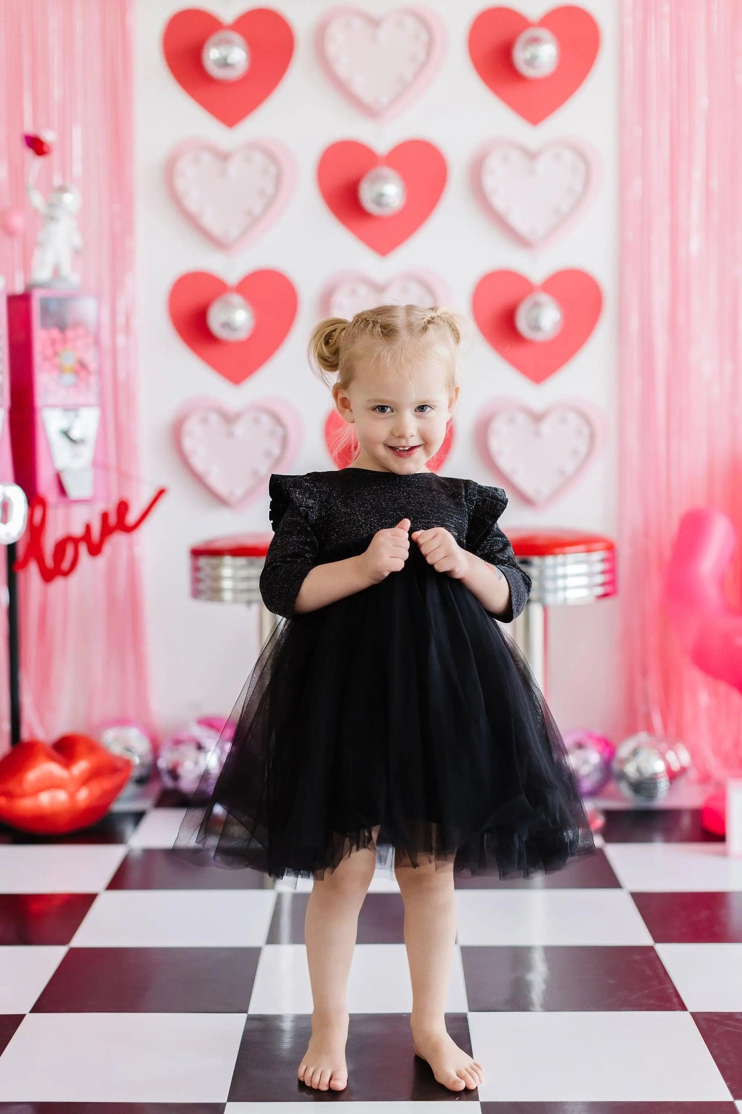 Mila & Rose ® Black Shimmer 3/4 Sleeve Tutu Dress - 