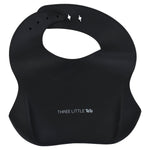 Three Little Tots Black Silicone Baby Bib with Crumb Catcher - 
