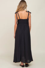 PinkBlush Black Sleeveless Ruffle Trim Maternity Maxi Dress - 