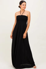 PinkBlush Black Smocked Halter Maternity Maxi Dress - 