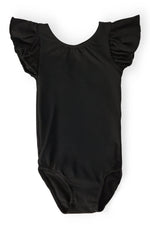 Black S/S Flutter Sleeve Leotard - Leotard, Maillot, Clothing, Swimwear | Everetts Place