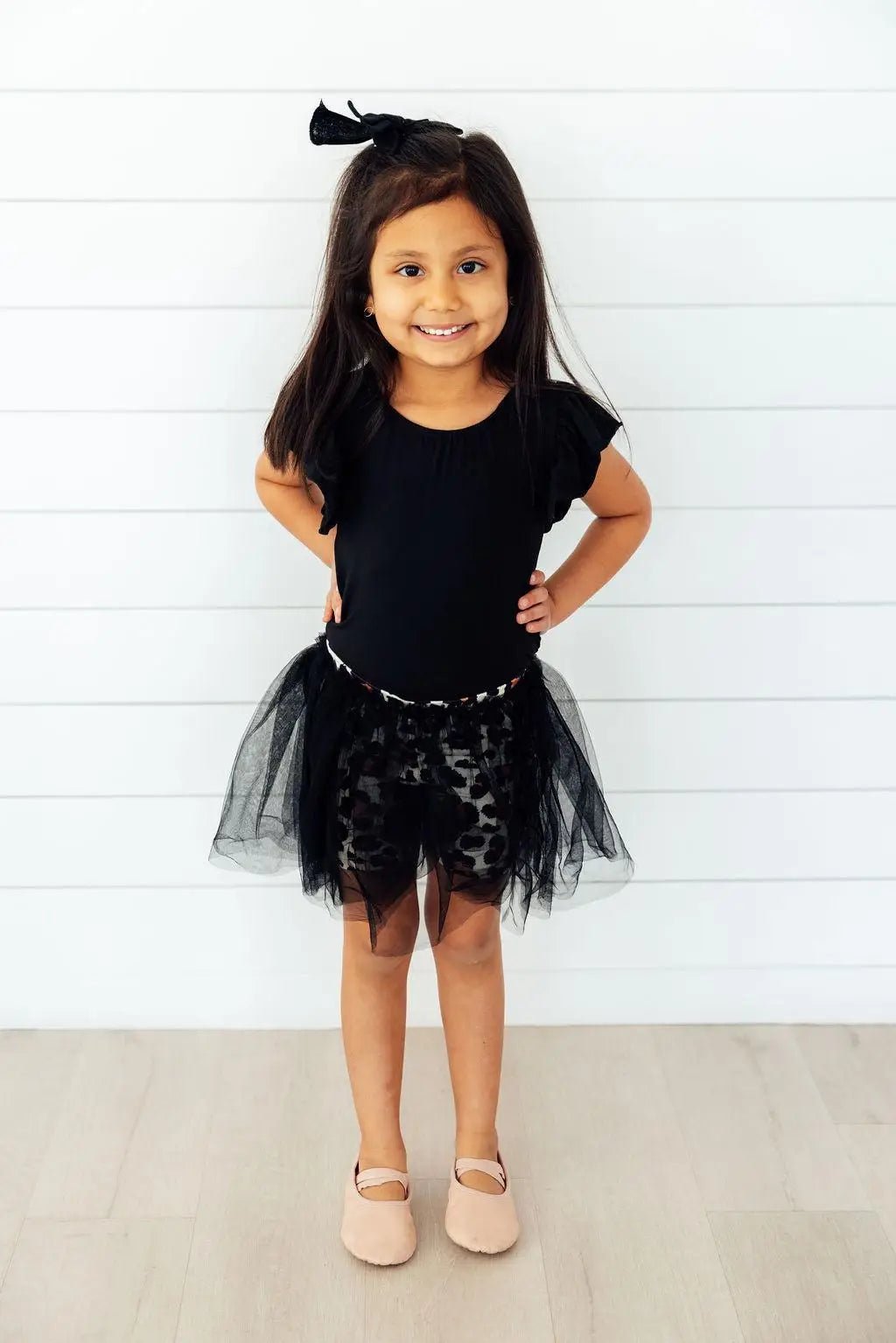 Mila & Rose ® Black S/S Flutter Sleeve Leotard - 