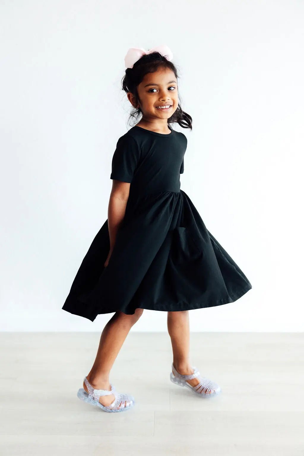 Mila & Rose ® Black S/S Pocket Twirl Dress - 