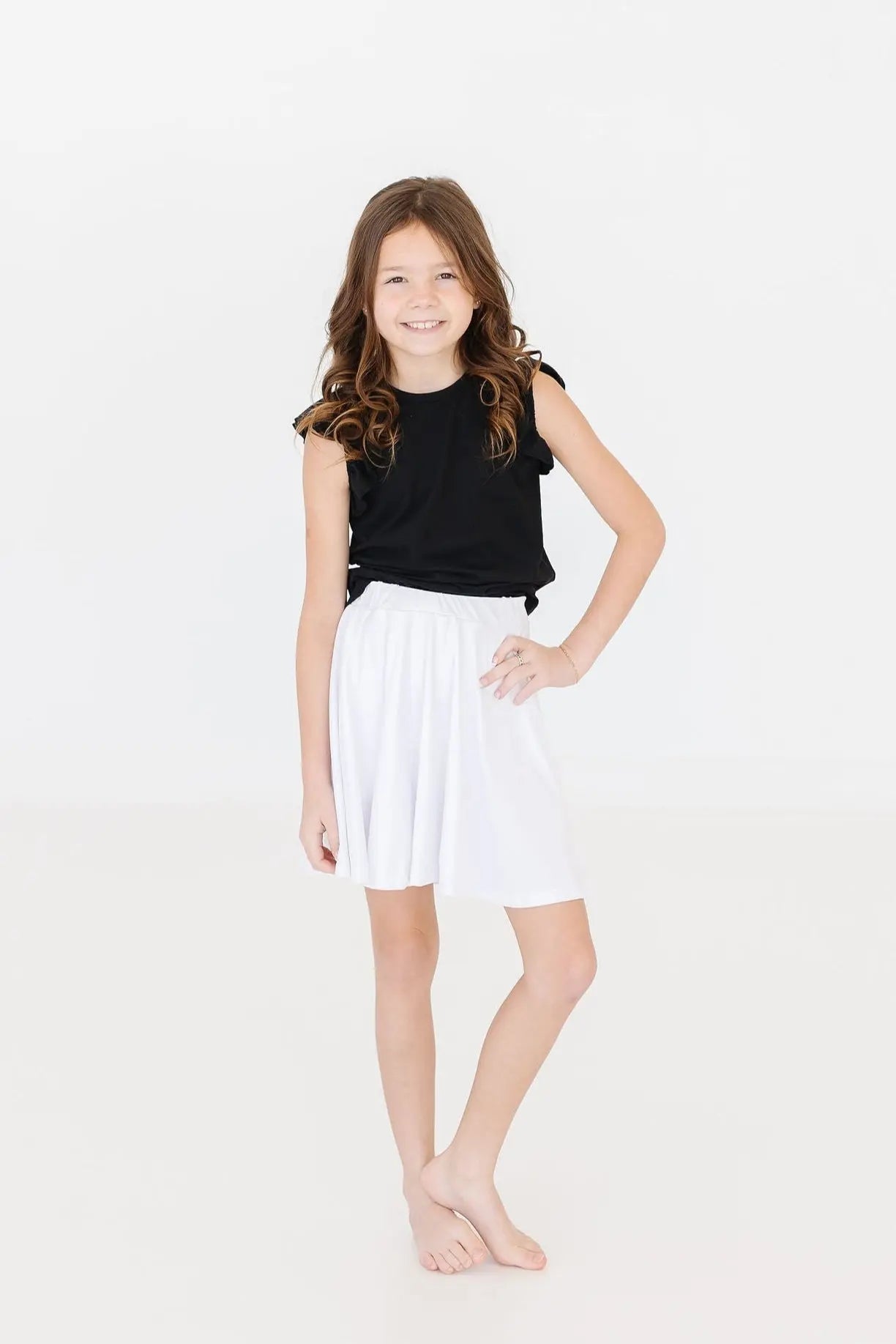 Mila & Rose ® Black S/S Ruffle Tee - 