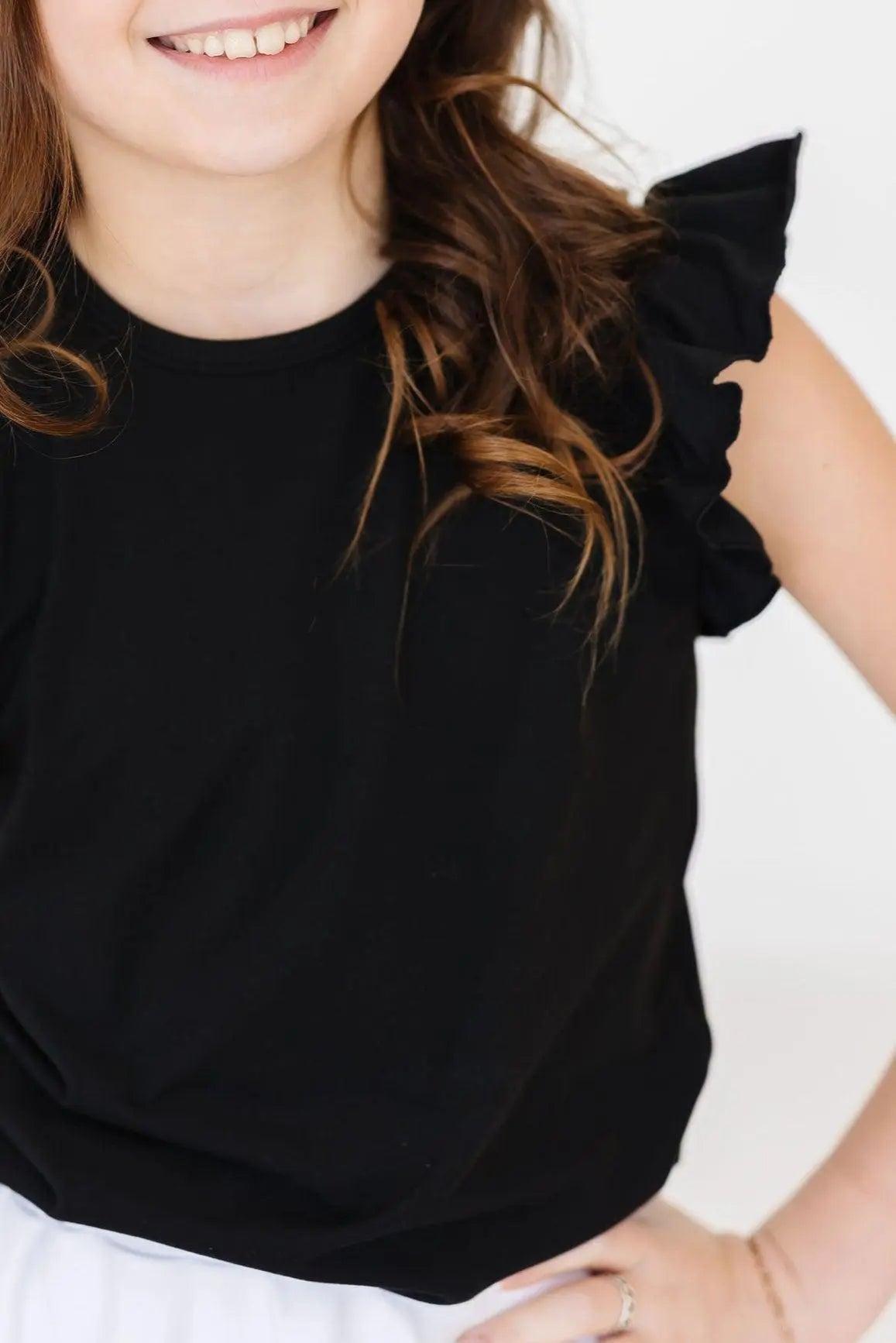 Mila & Rose ® Black S/S Ruffle Tee - 