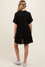PinkBlush Black Tiered Linen Maternity Dress - 