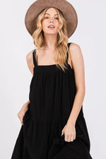 PinkBlush Black Tiered Midi Dress - 