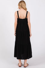 PinkBlush Black Tiered Midi Dress - 