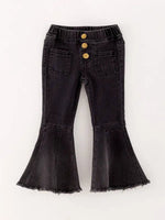 Rylee Faith Designs Black Tight Bell Bottoms Denim Jeans Pants - 