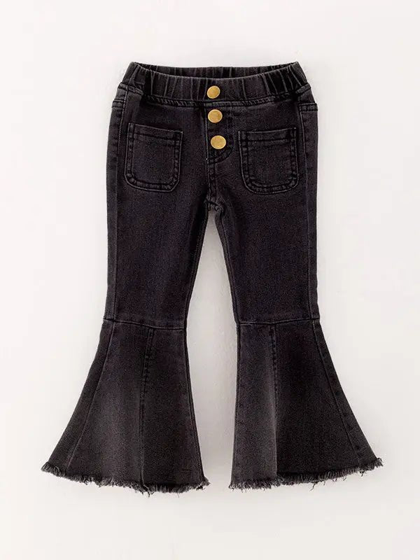 Rylee Faith Designs Black Tight Bell Bottoms Denim Jeans Pants - 