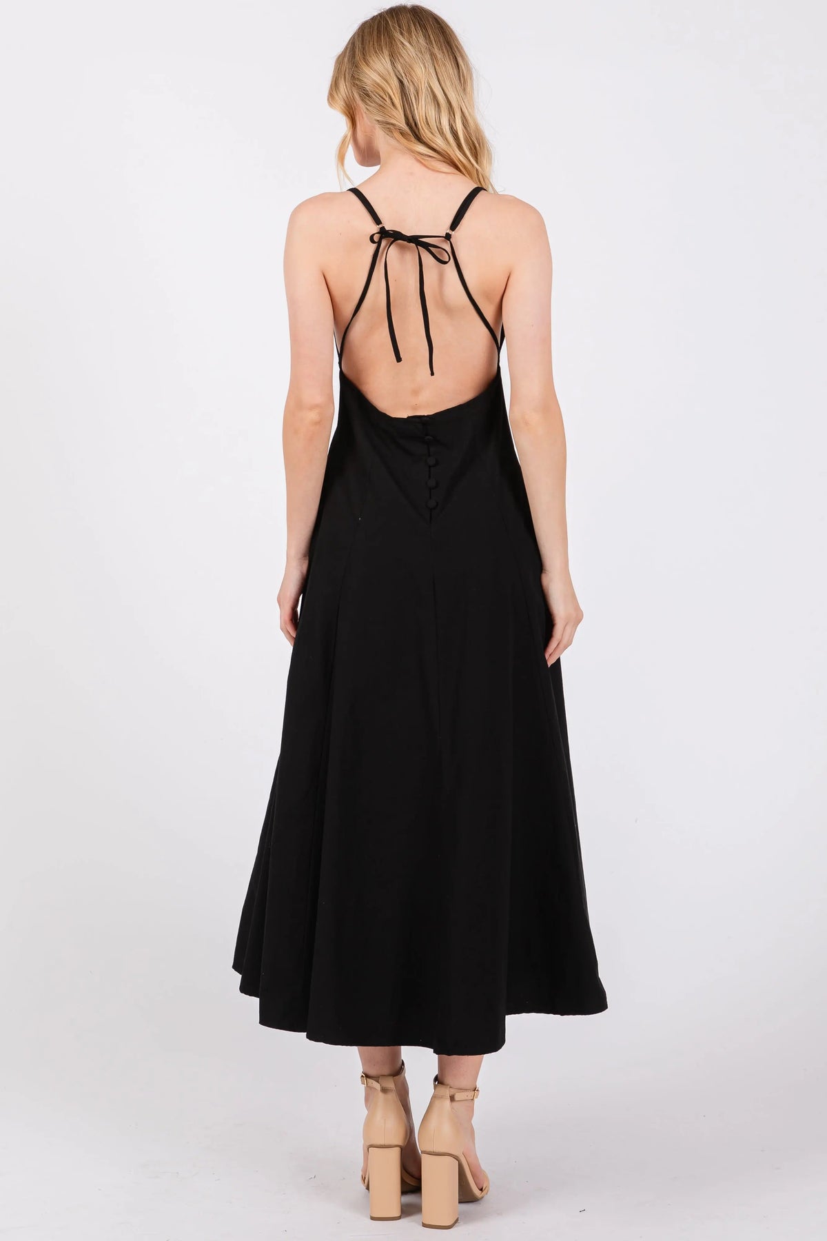 PinkBlush Black V - Neck Maxi Dress - 