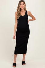 PinkBlush Black V - Neck Tank Maternity Maxi Dress - 