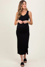 PinkBlush Black V - Neck Tank Maternity Maxi Dress - 