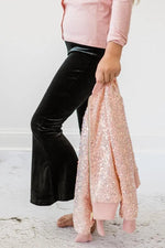 Mila & Rose ® Black Velvet Bells High Waist Pants For Girls And Teens - 