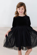 Mila & Rose ® Black Velvet Tutu Dress for Girls with Scoop Back and Ballet Neckline - 