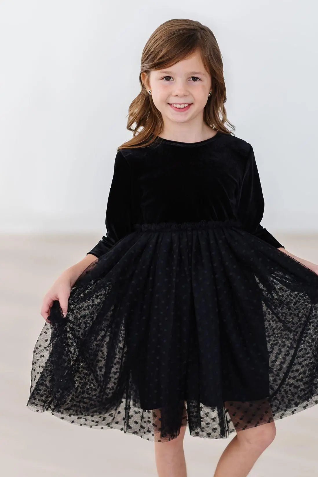 Mila & Rose ® Black Velvet Tutu Dress for Girls with Scoop Back and Ballet Neckline - 
