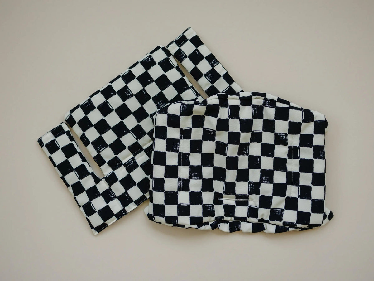 Little Joy Co. Black & White Checkered Highchair Cushion - Wipeable Stokke Tripp Trapp Cover - 